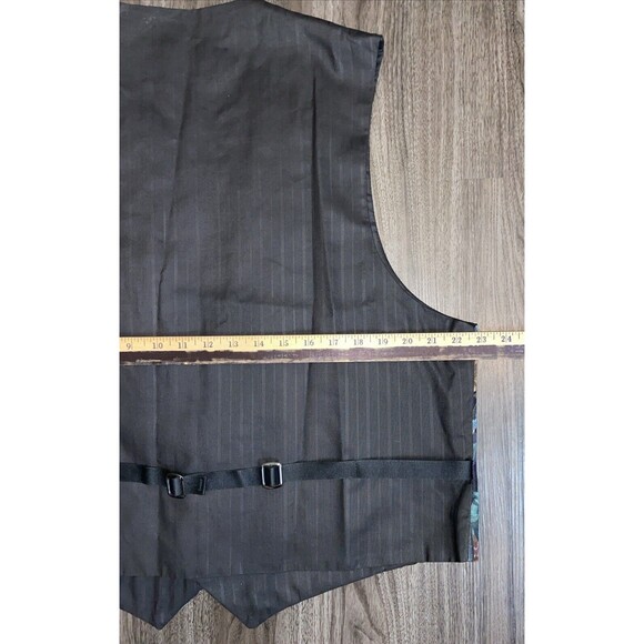 Vtg Brandon Michael Antique Victorian Floral 3 button vest pin stripes back Lg - Picture 12 of 13